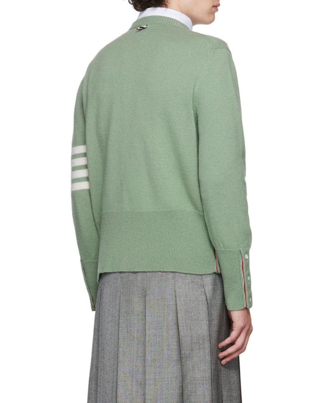 Thom Browne Green Bar Stripe Cardigan for men