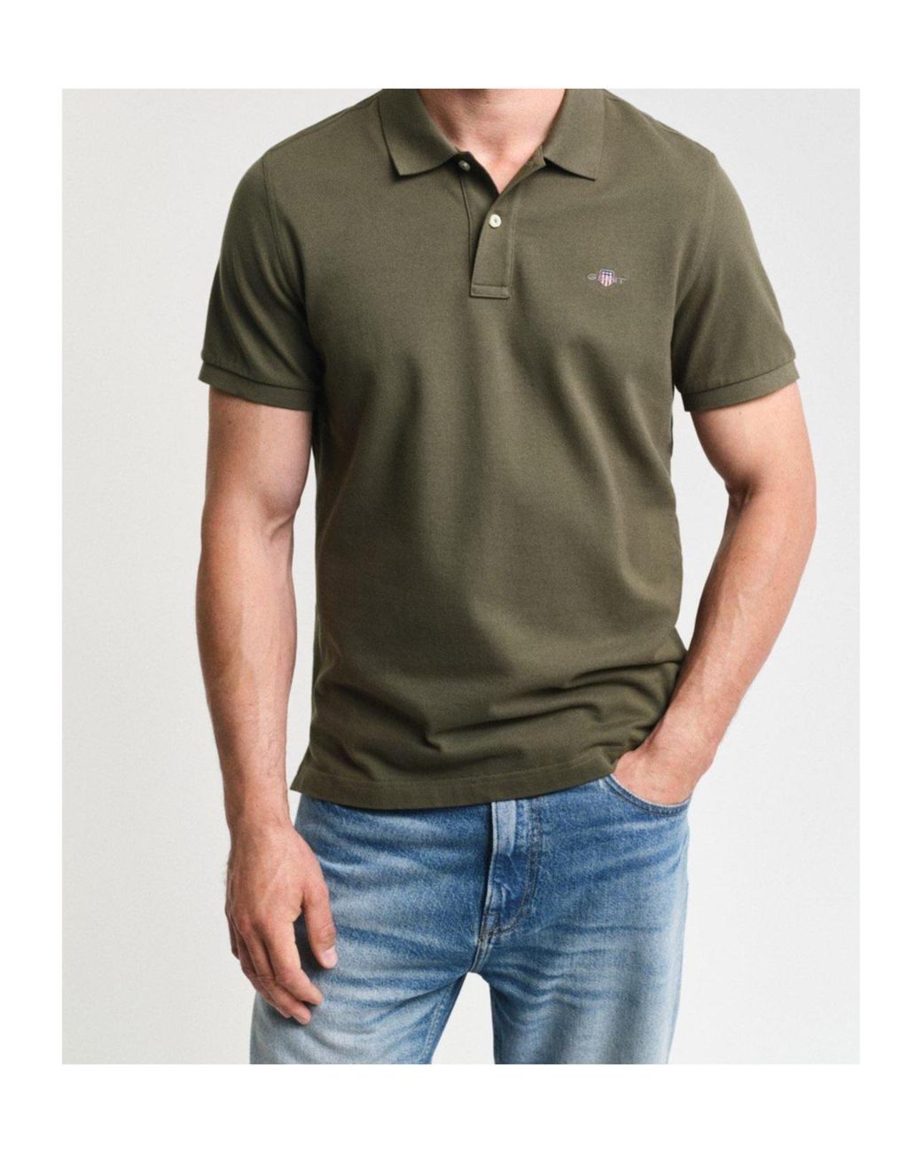 Gant Green Logo Short Sleeve Polo Shirt for men