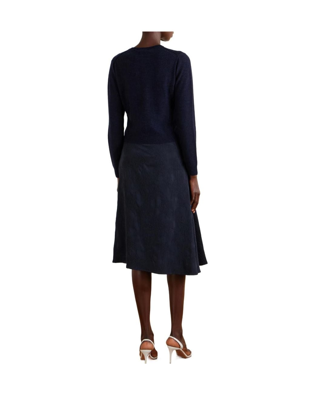 Erdem Blue Embroidered Wool-Blend Cardigan