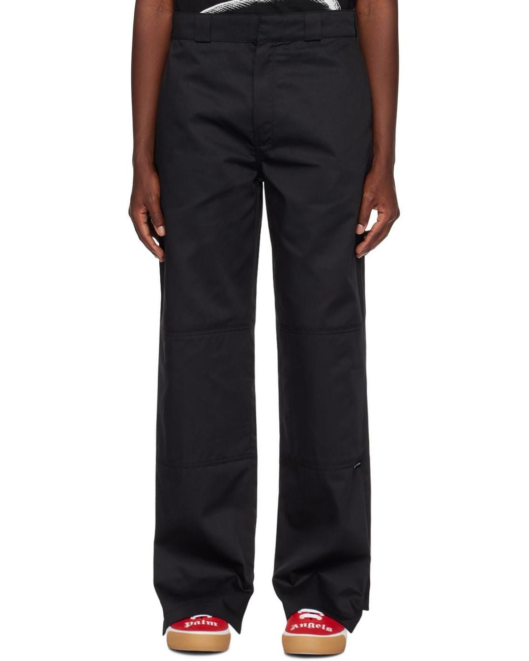 Palm Angels Black Logo Detailed Straight-Leg Trousers for men