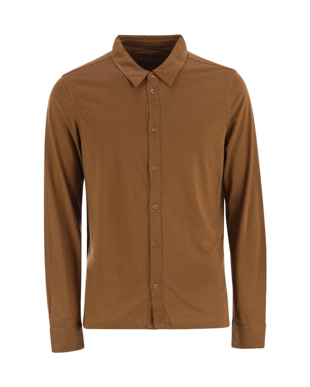 Majestic Filatures Brown Long-Sleeved Shirt for men