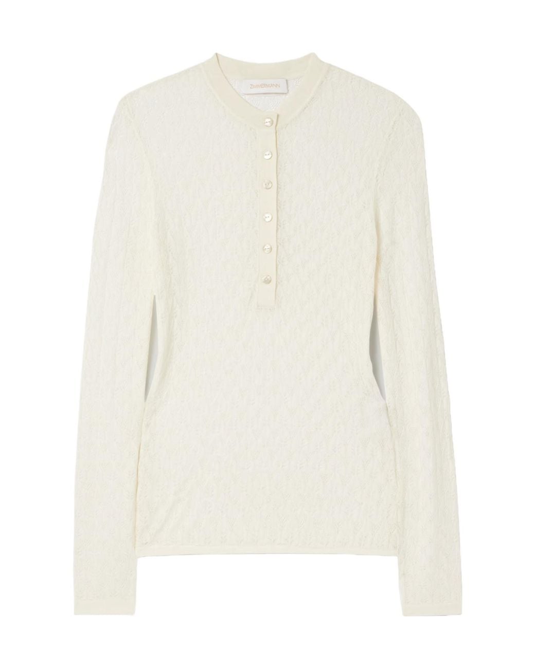 Zimmermann White Openwork Knit Top