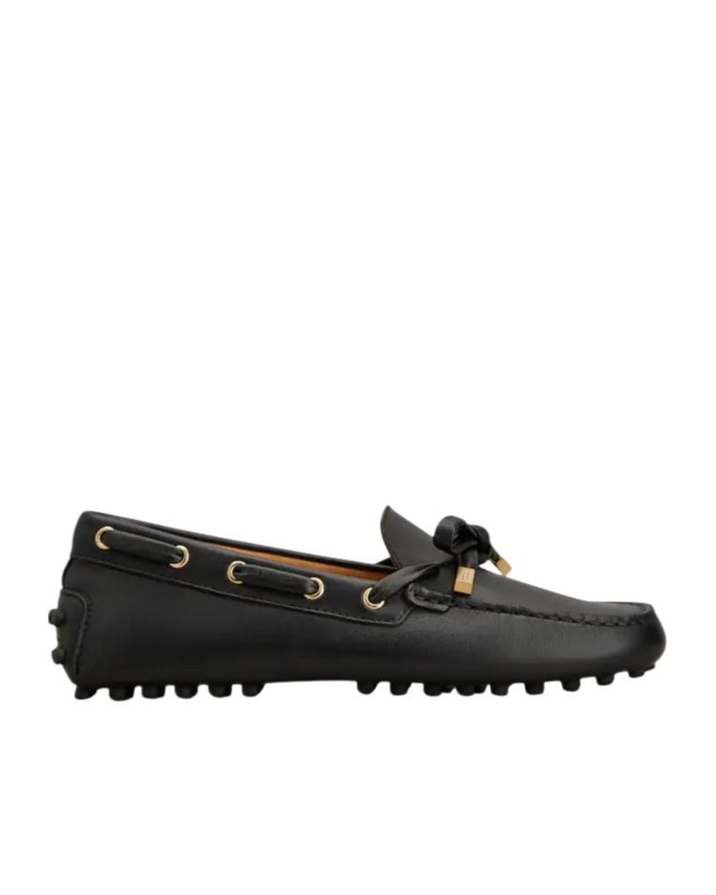 Tod's Black Gommino Bow Detail Flat Shoes