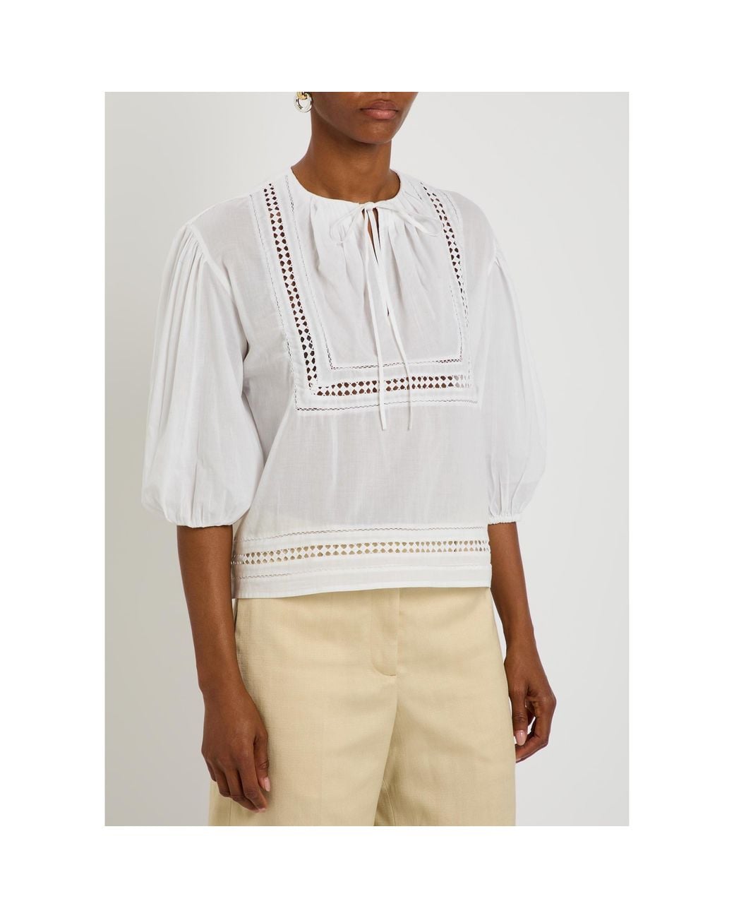 Polo Ralph Lauren White Cotton Short-Sleeve Blouse