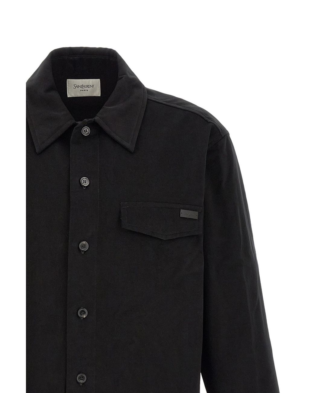 Saint Laurent Black Button-Up Long-Sleeved Overshirt for men