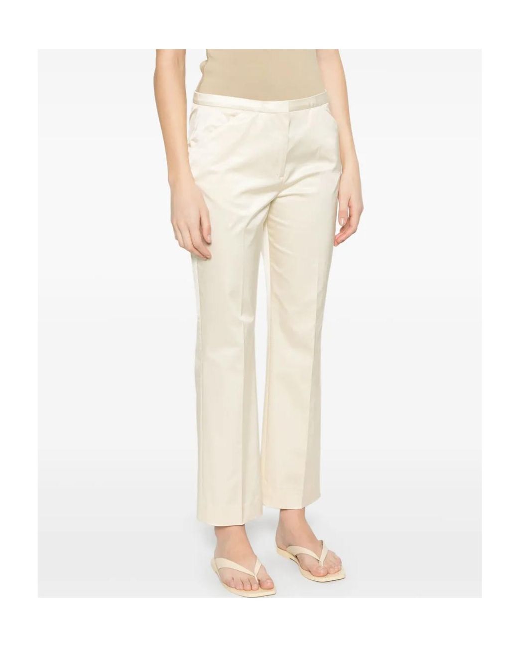 Totême White Totême Pressed Crease Cropped Trousers