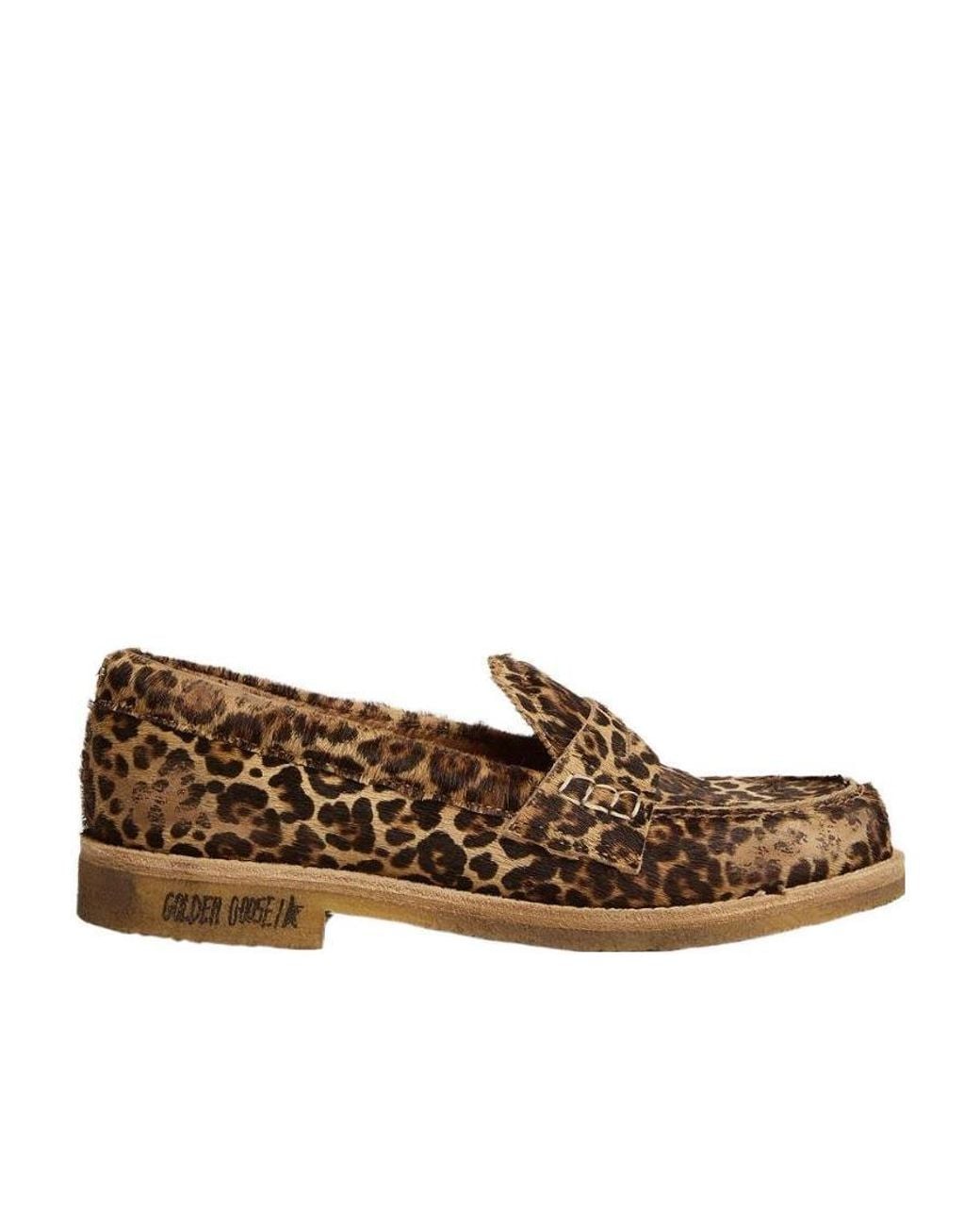 Golden Goose Deluxe Brand Brown Leopard-Printed Round-Toe Loafers