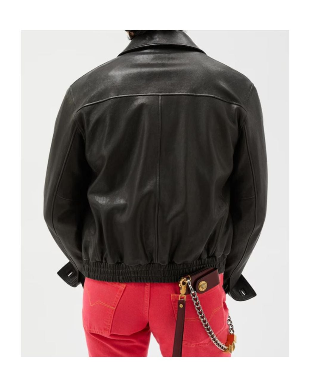 Versace Black Zip-Up Leather Blouson for men