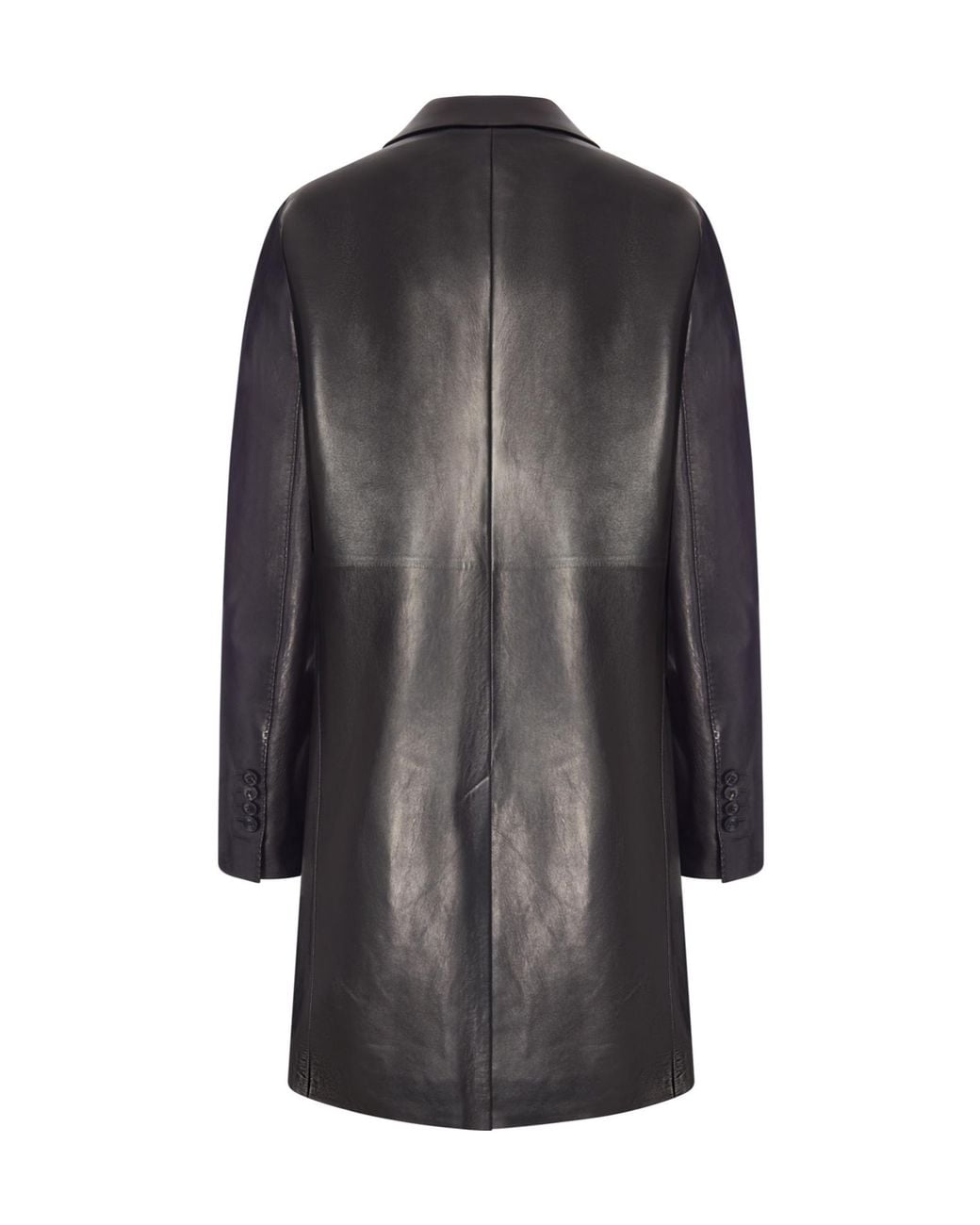 Tom Ford Black Double-Breasted Leather Coat