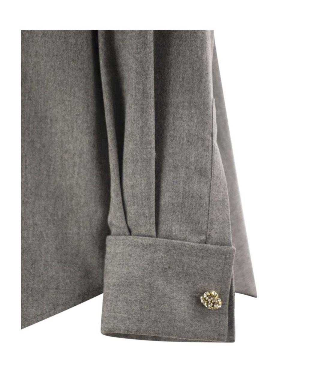 Fabiana Filippi Gray Crystal-Embellished Flannel Shirt
