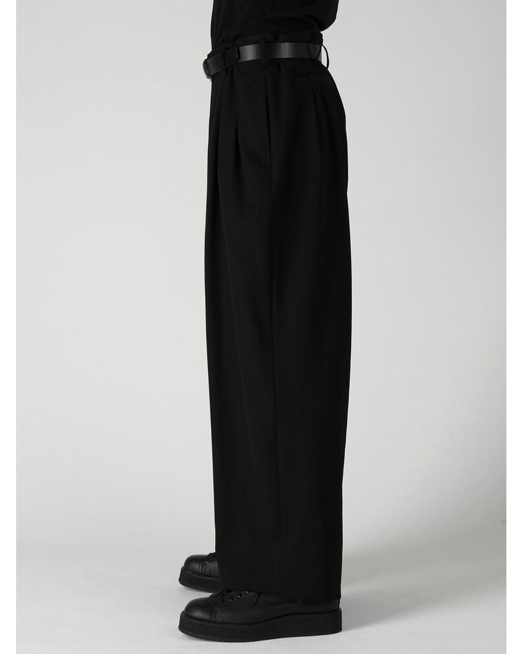 Yohji Yamamoto Black Pleated Wide-Leg Trousers for men