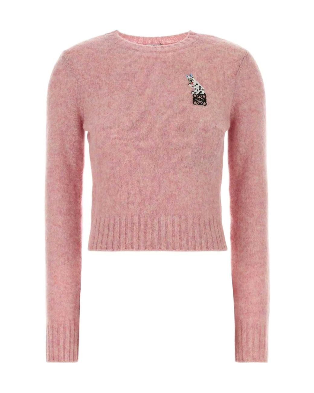 Loewe Pink Futuristic Cat Embroidered Jumper