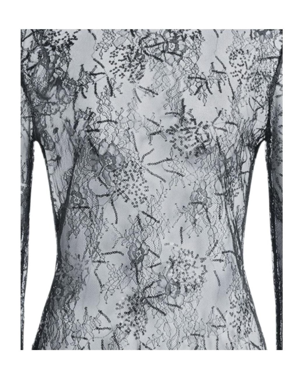 Alberta Ferretti Blue Embroidered Lace Shirt
