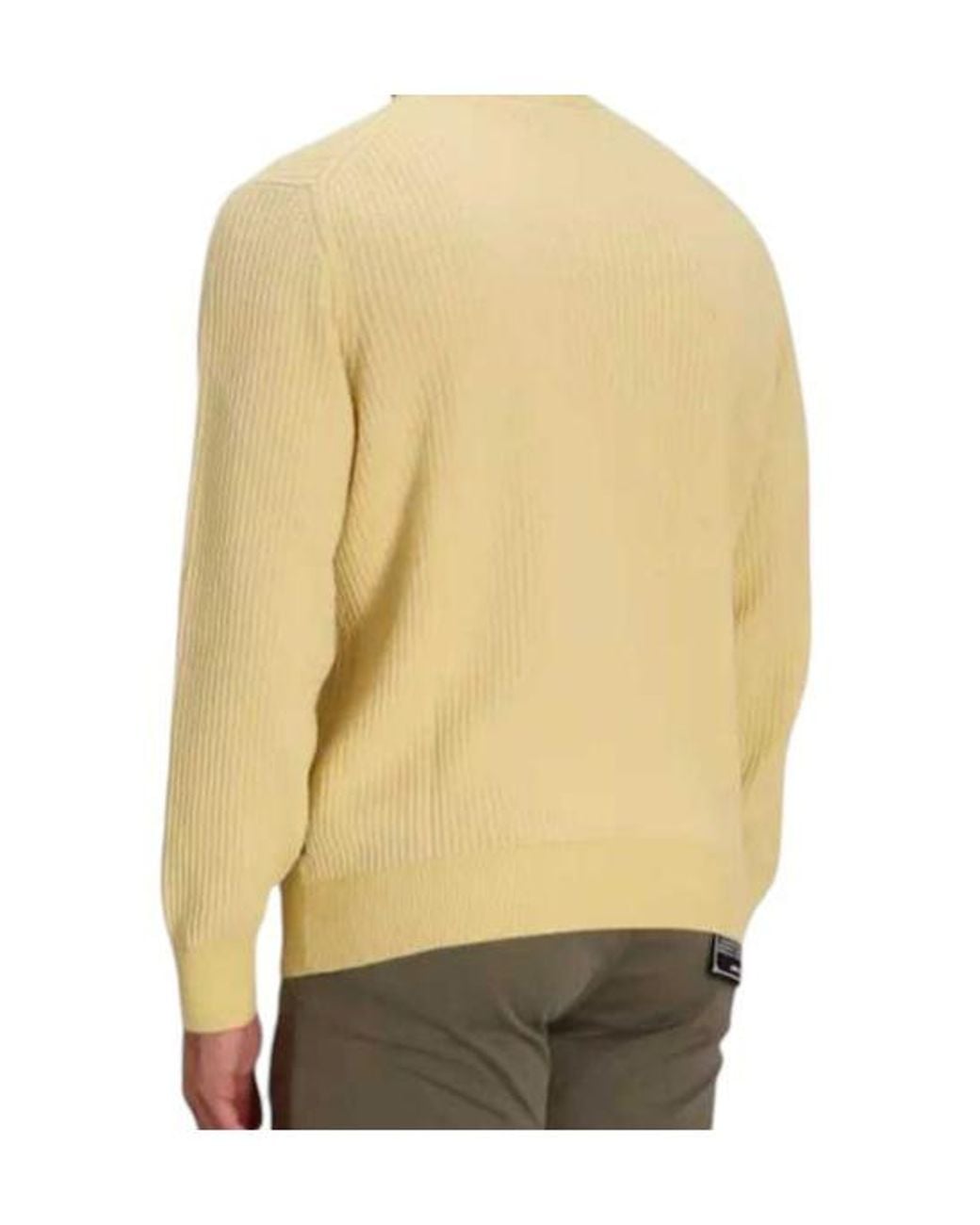 Boss Yellow Ribbed Cotton Sweater for men