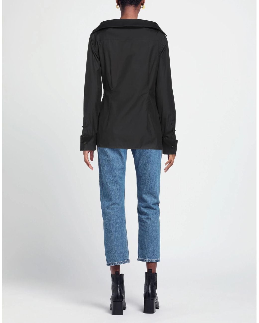 Max Mara Black Solid Color Long Sleeve Shirt