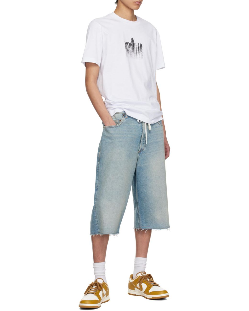 Moncler White Logo Printed Crewneck T-Shirt for men