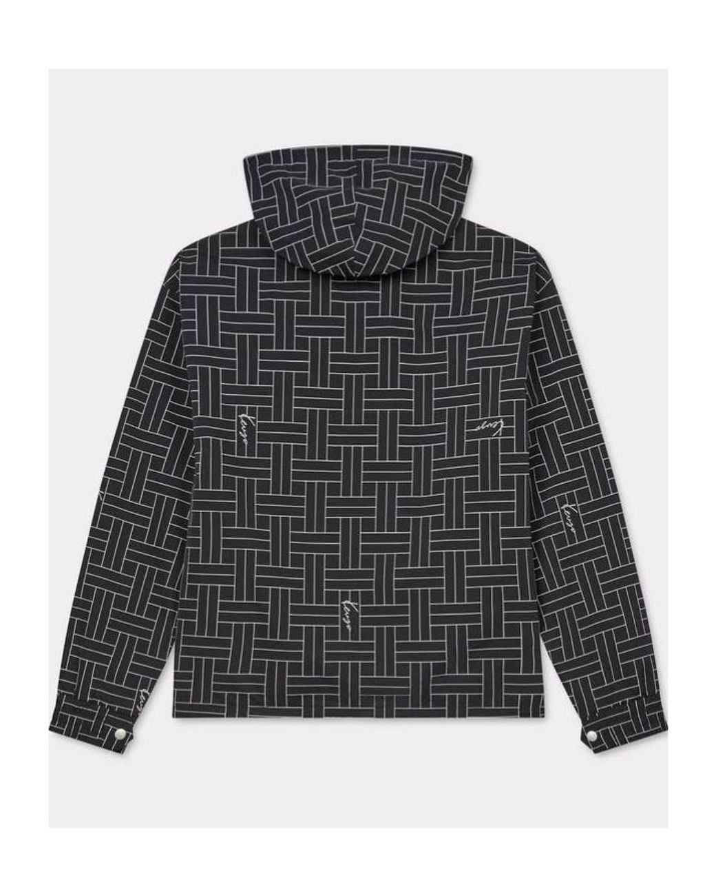 KENZO Black Weave Printed Windbreaker for men