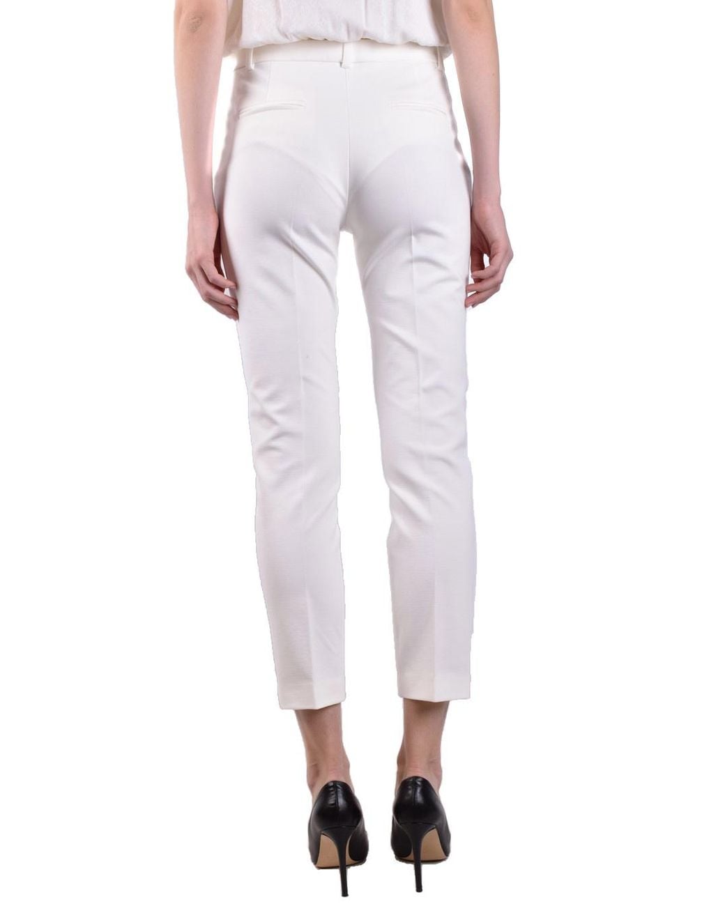 Pinko White Belt-Loop Casual Trousers