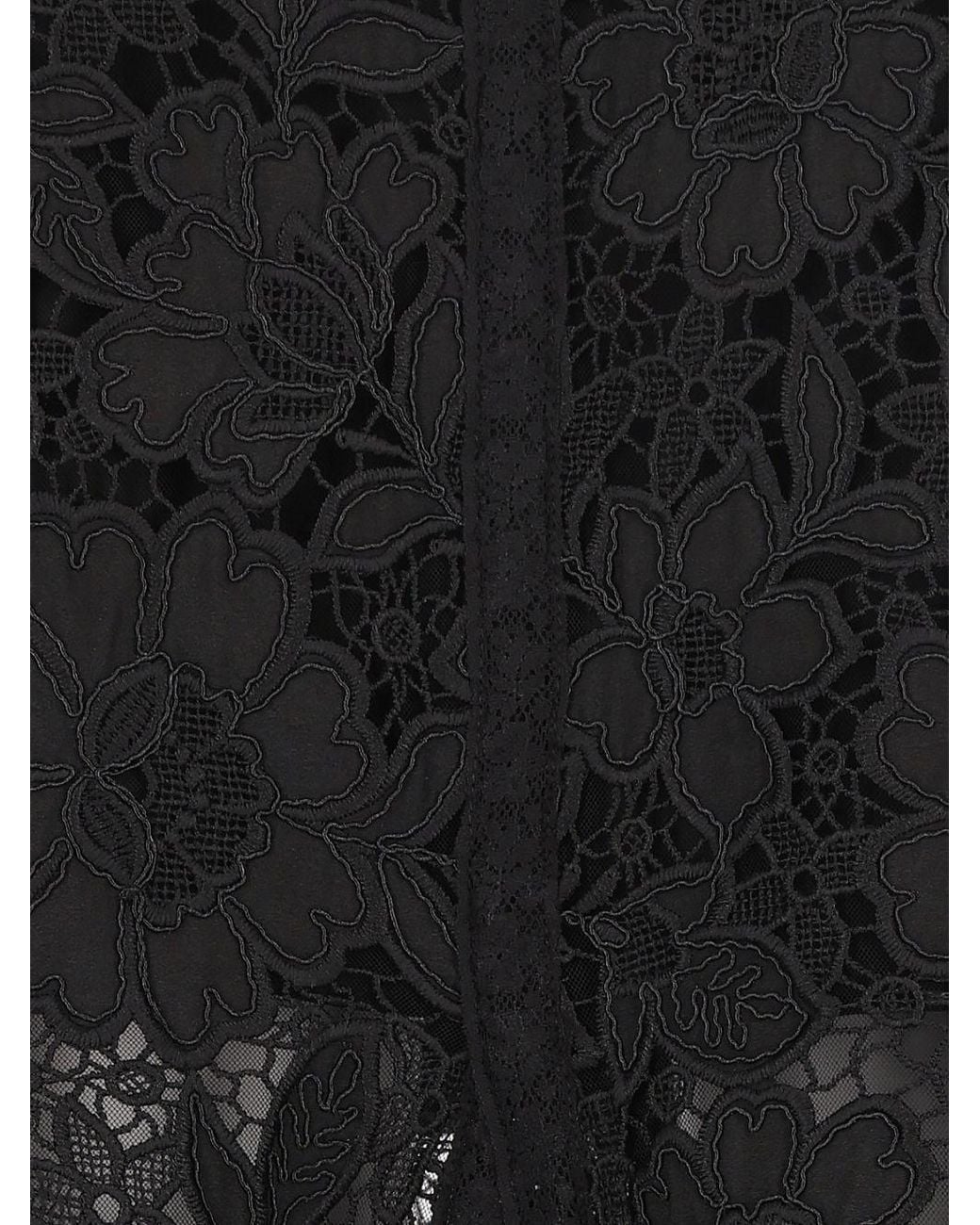 Self-Portrait Black Floral Lace Midi Skirt
