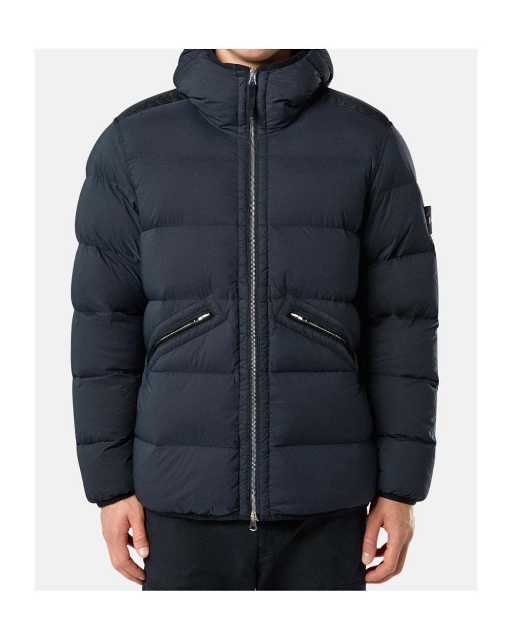 Stone Island Blue Padded Hooded Puffer Jacket for men