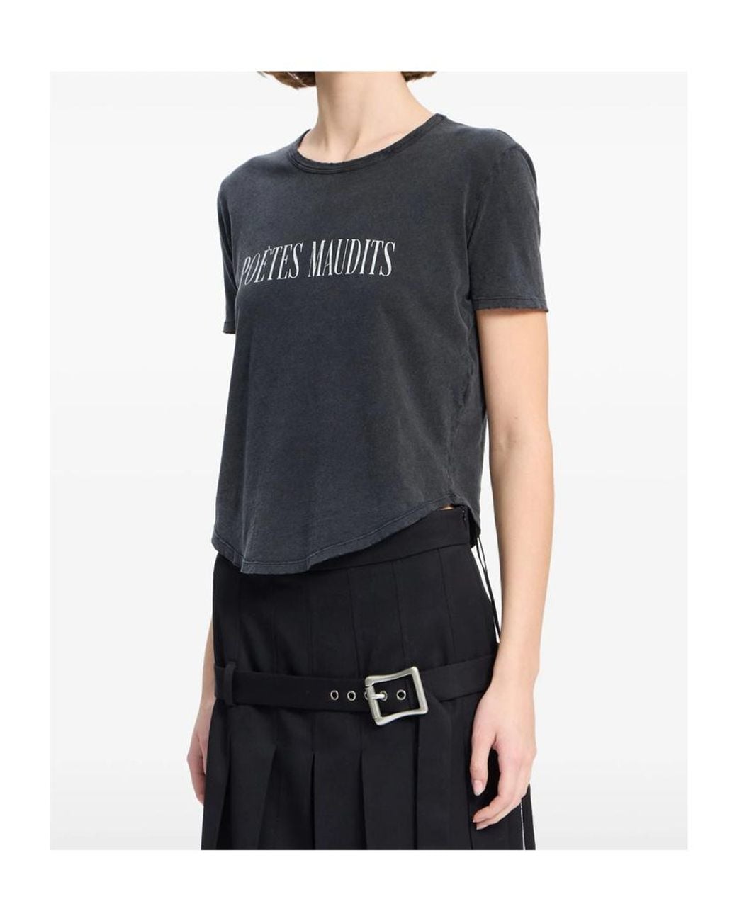 Ann Demeulemeester Black Floor Micro Curved-Hem T-Shirt