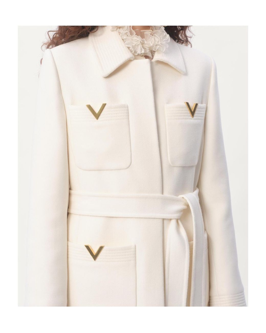 Valentino Natural Drill Double-Breasted Belted Coat