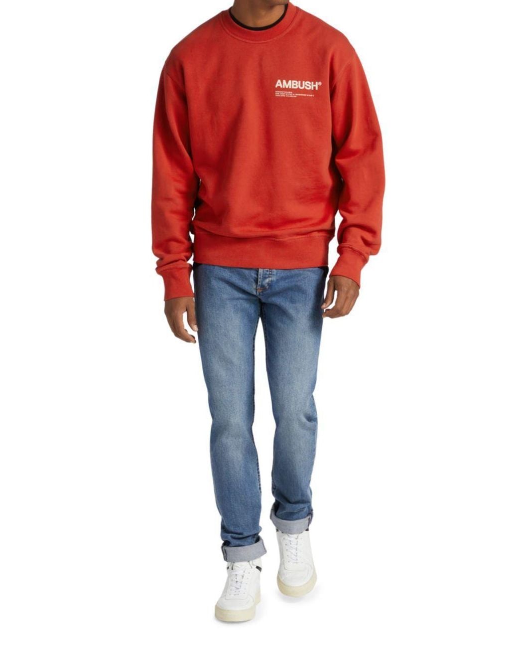 Ambush Red Logo-Print Crew-Neck Relaxed Sweatshirt for men