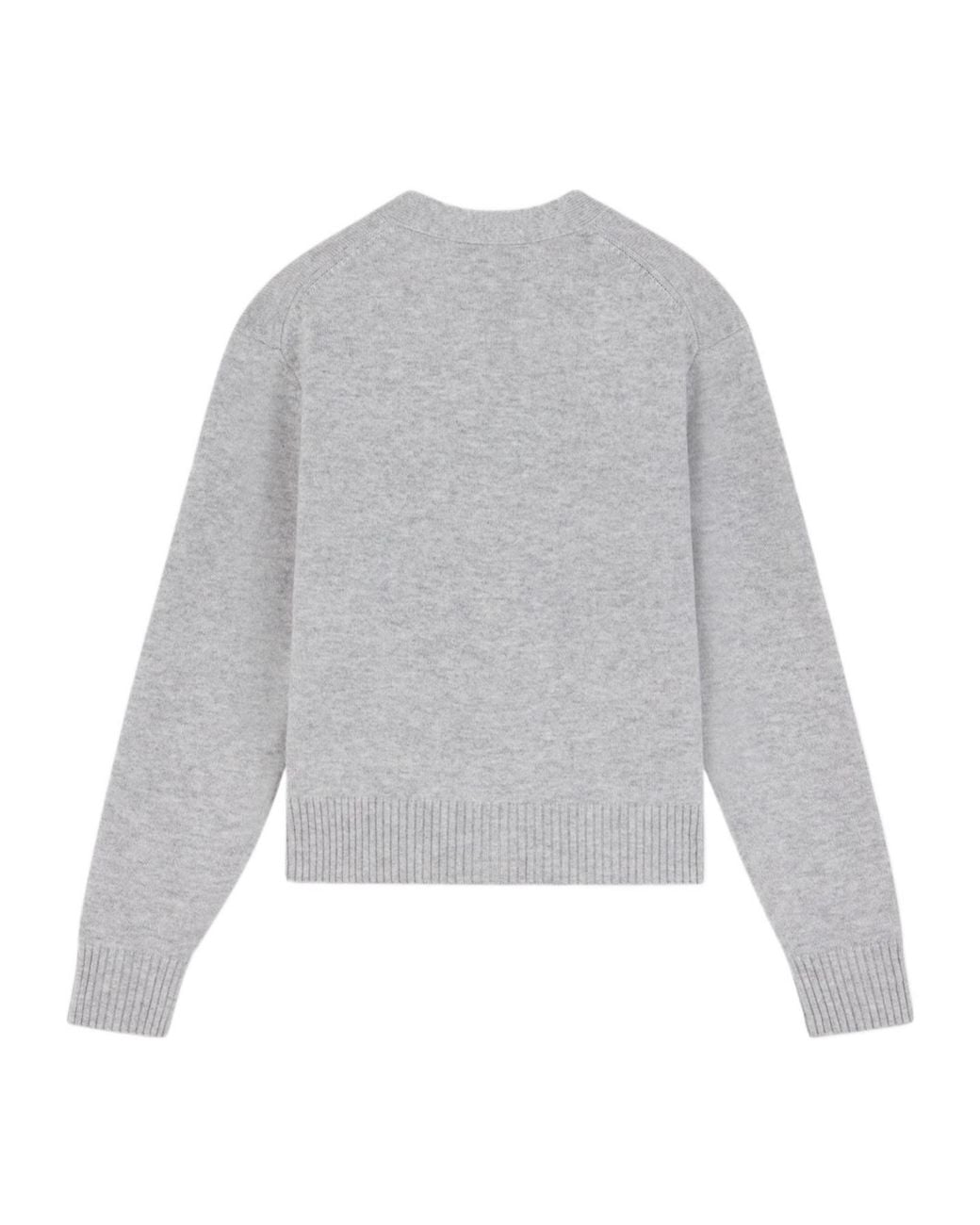 Maison Kitsuné Gray Maison Kitsuné Bold Fox Head Embroidered Knit Cardigan