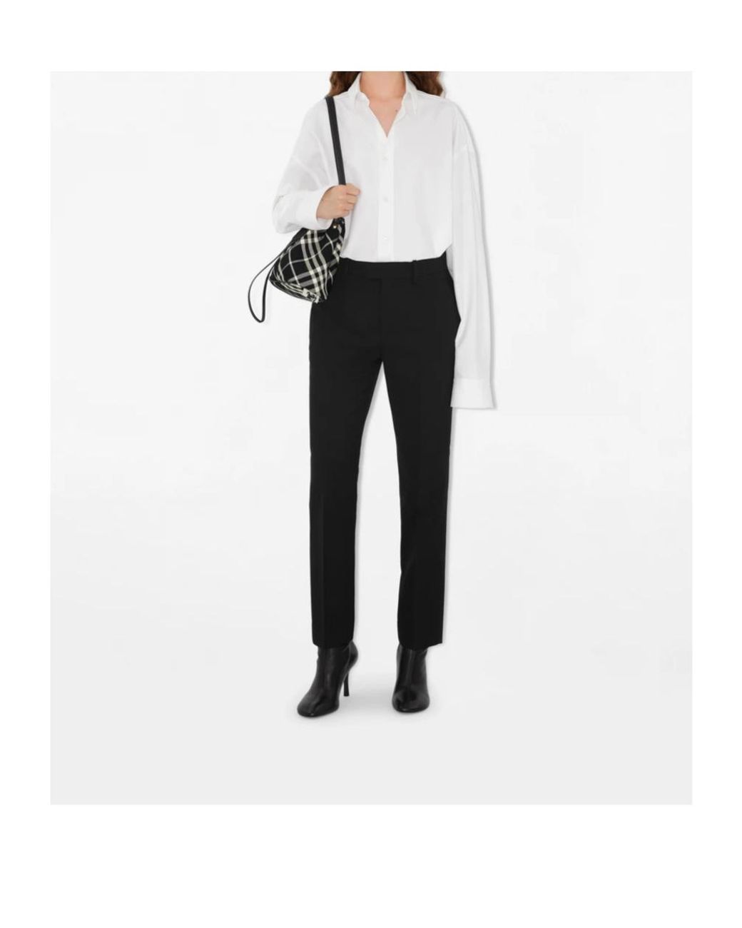Burberry Black Checked Drawstring Mini Bucket Bag