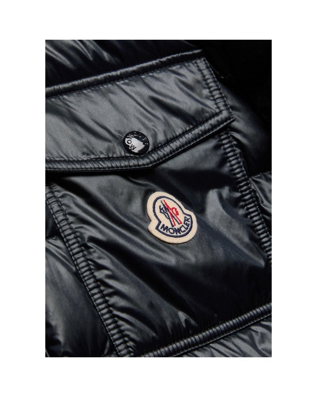 Moncler Blue Shiny Front Stand-Collar Quilted Down Jacket for men