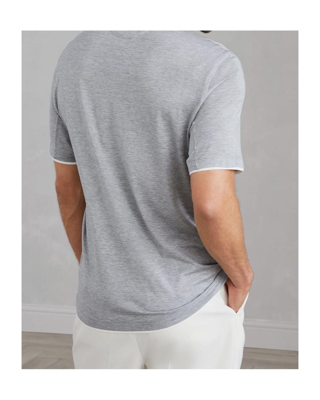Brunello Cucinelli Gray Lightweight Jersey Crewneck T-Shirt for men