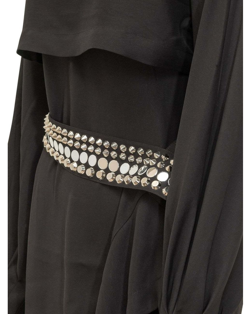 IRO Black Studded Layered-Detail Midi Dress