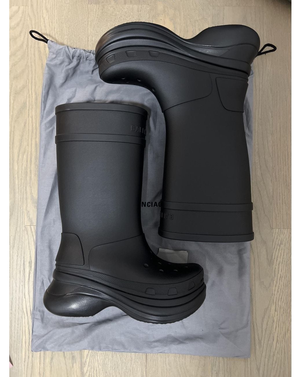 Balenciaga Black X Crocs Logo Debossed Boots