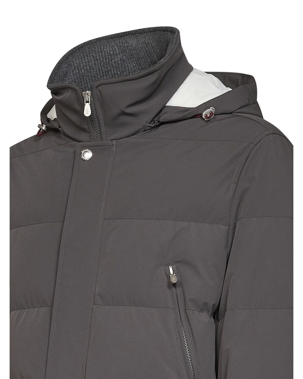 Brunello Cucinelli Natural Quilted Hooded Coat for men