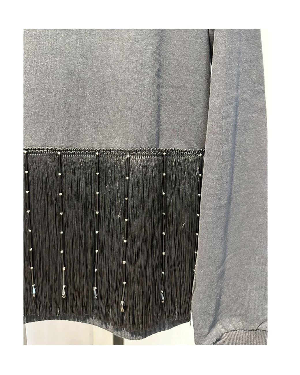 Sportmax Gray Round-Neck Spliced Sweater