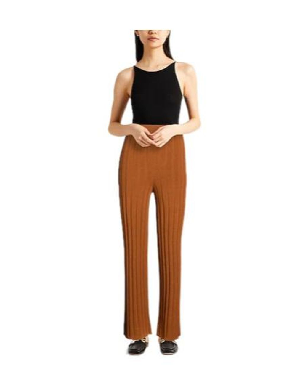Max Mara Brown Loose High-Waist Knit Trousers