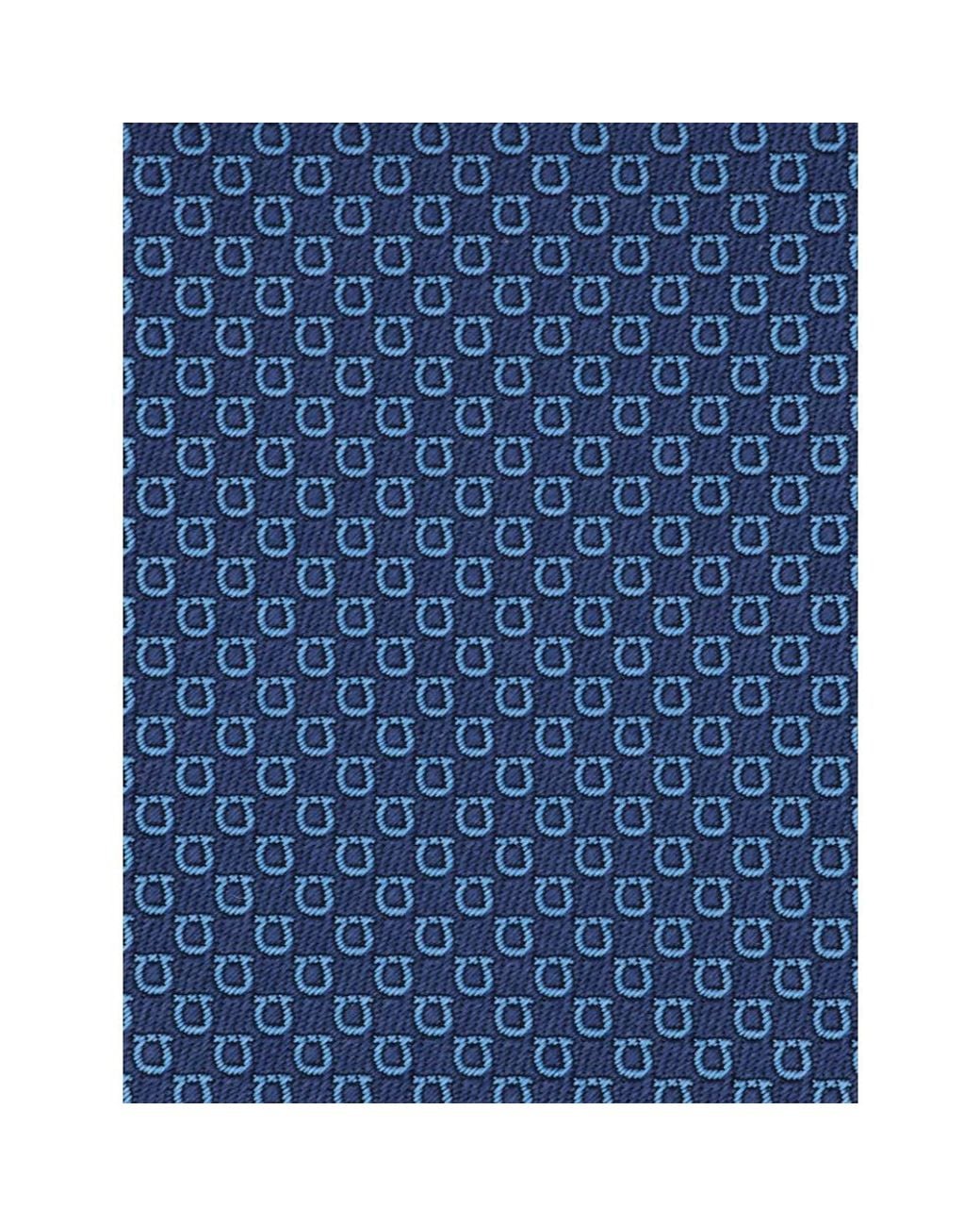 Ferragamo Blue Micro Gancini Print Silk Jacquard Tie for men