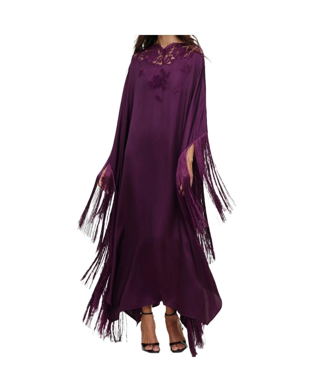 Self-Portrait Purple Jersey Draped Maxi Dress