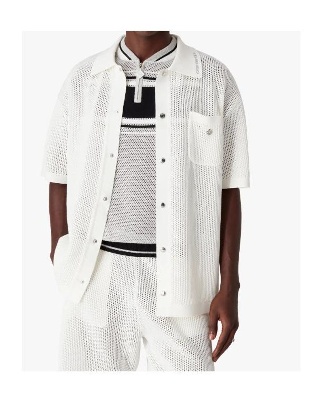 Casablanca White Short Sleeved Mesh Shirt for men