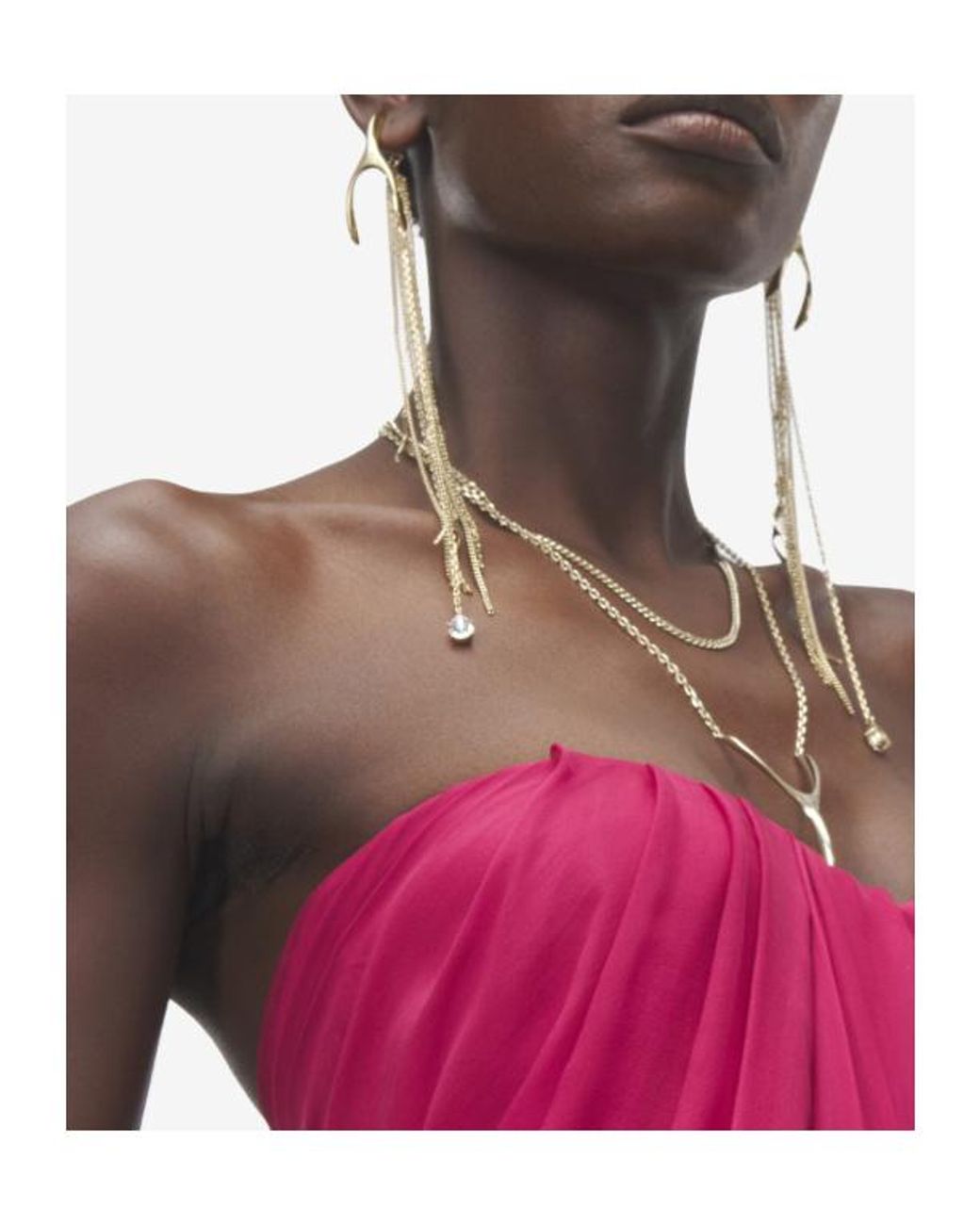McQueen White Chain Pendant Earrings