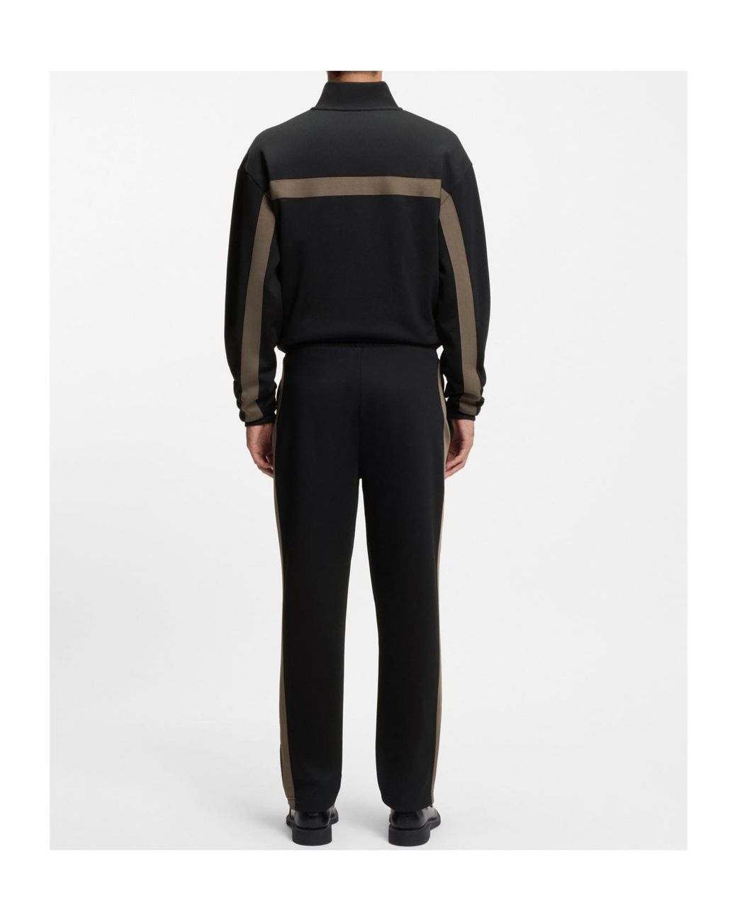 Boss Black Side-Stripe Drawstring Sweatpants for men
