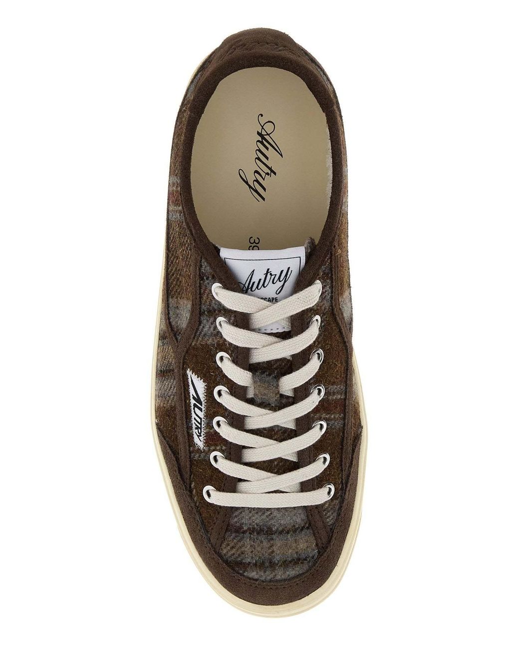 Autry Brown Windscape Checked Lace-Up Sneakers