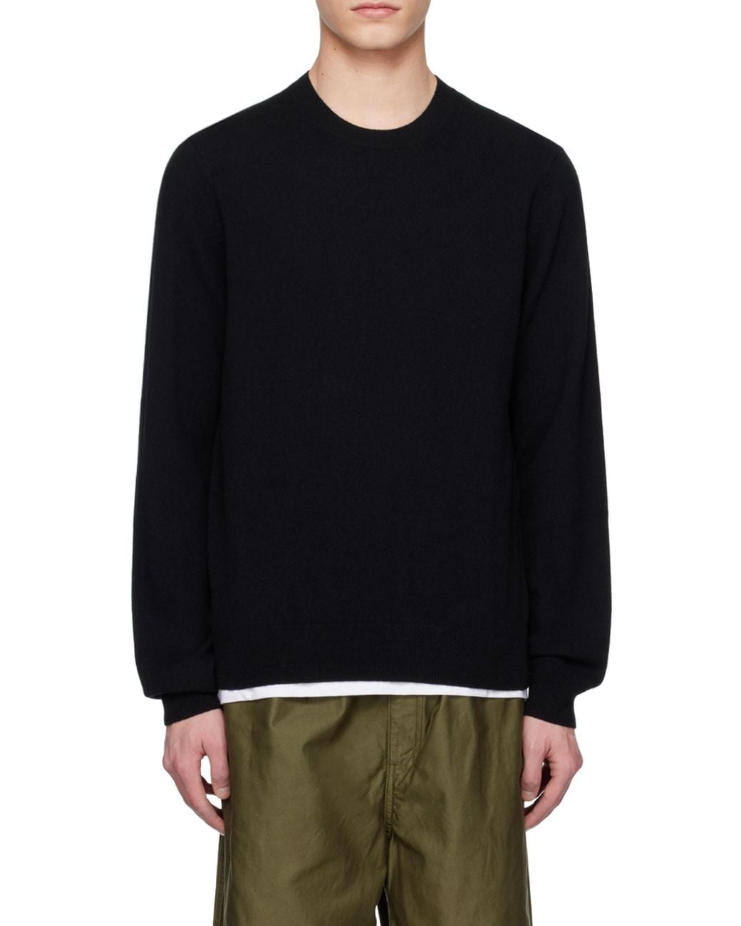Comme des Garçons Black Crew-Neck Long-Sleeve Knitted Sweater for men