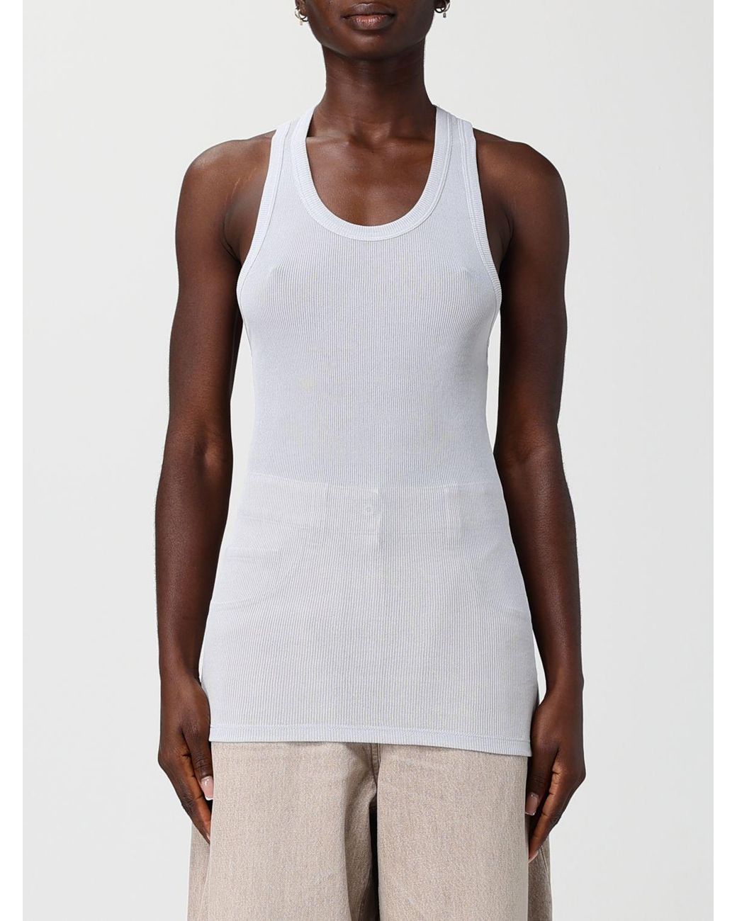 Acne White Ribbed Vest Top