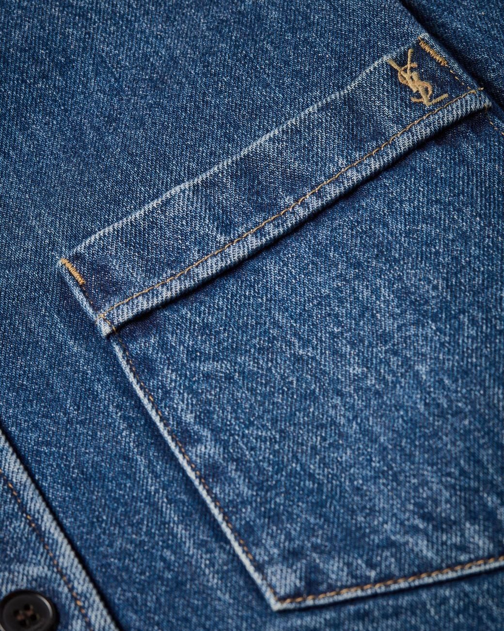 Saint Laurent Blue Cassandre Button-Up Denim Shirt for men