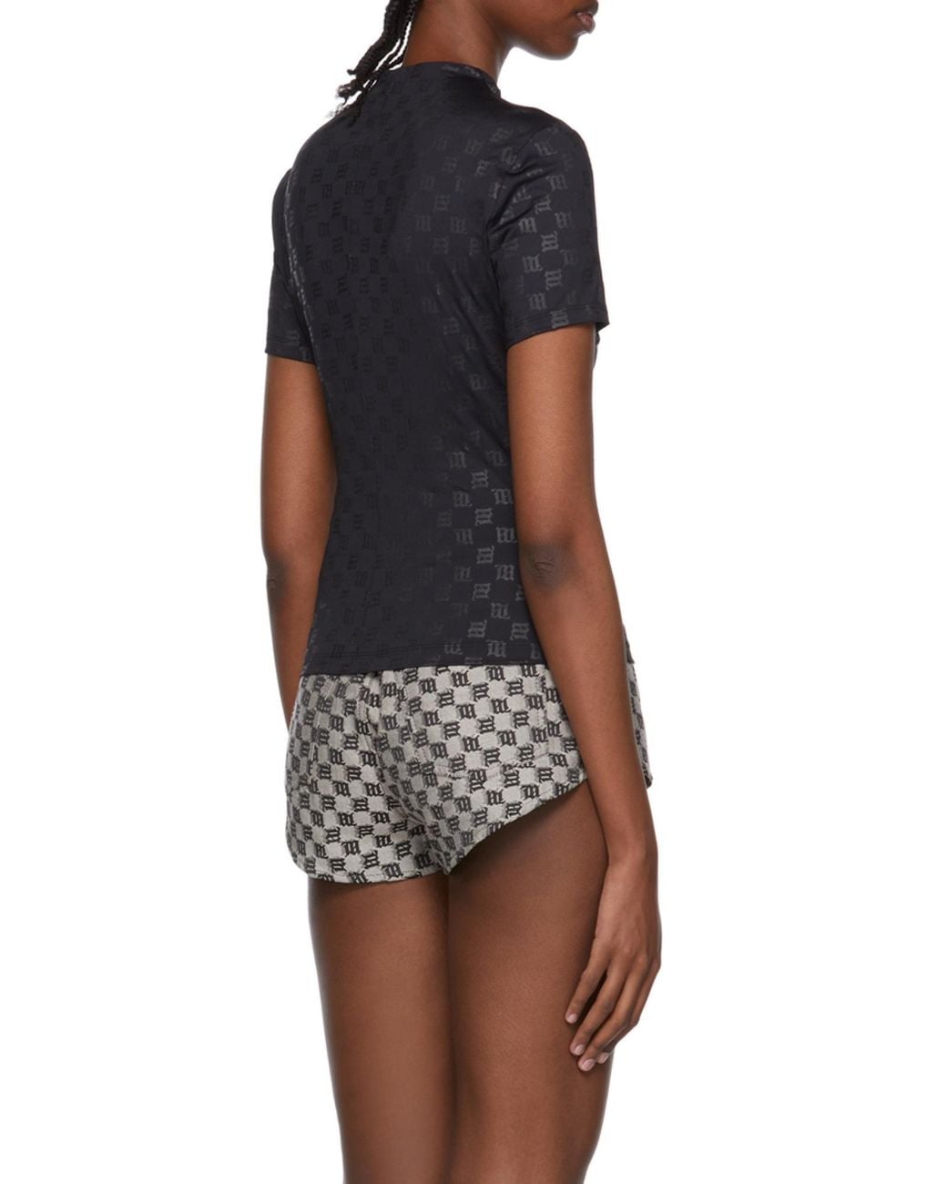 M I S B H V Black Monogram Mockneck T-Shirt
