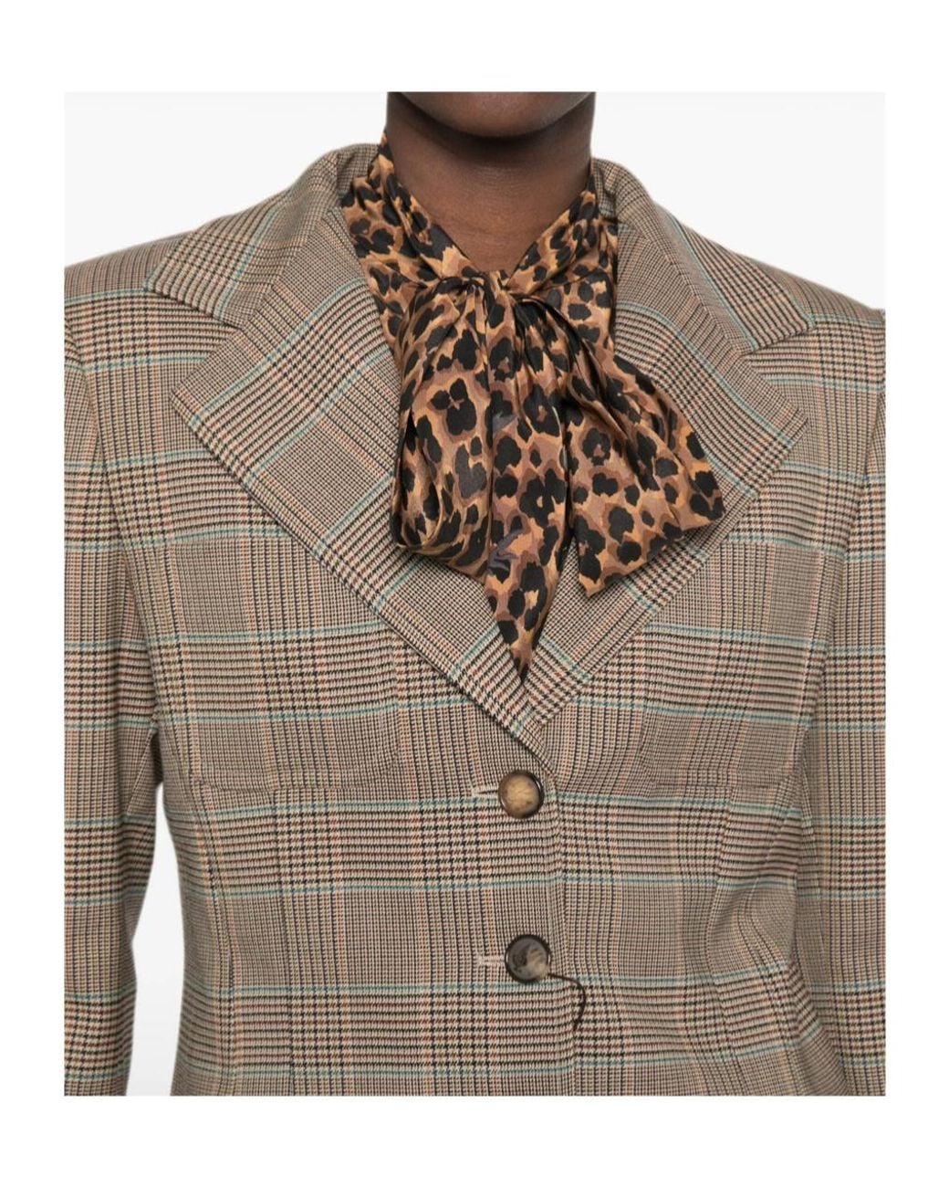 Etro Brown Check-Pattern Blazer