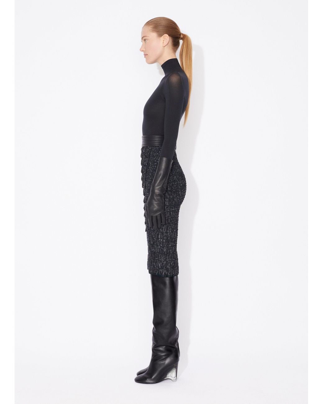 Alaïa Blue Alaïa Embossed Pencil Skirt