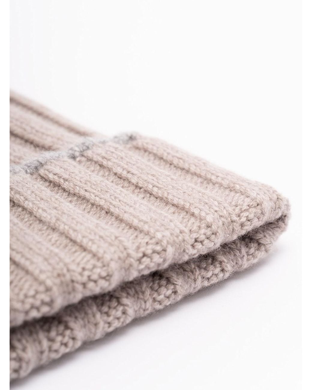 Brunello Cucinelli Pink Turn-Up Brim Ribbed Beanie for men