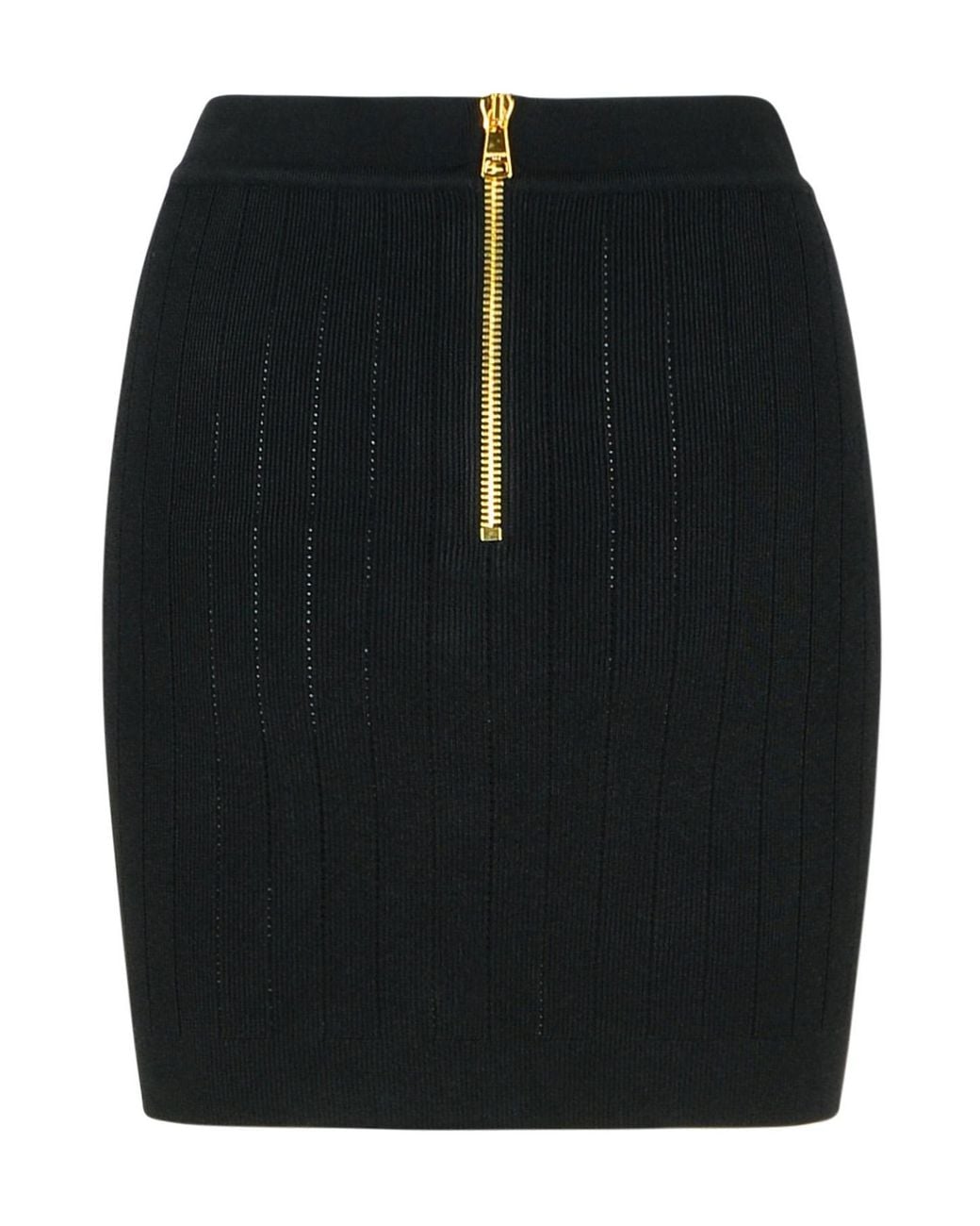 Balmain Black Button Detailed High-Rise Mini Skirt